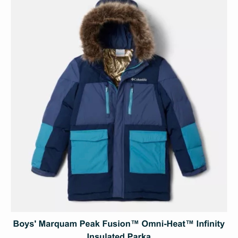 Columbia Boys' Navy and Teal Insulated Parka